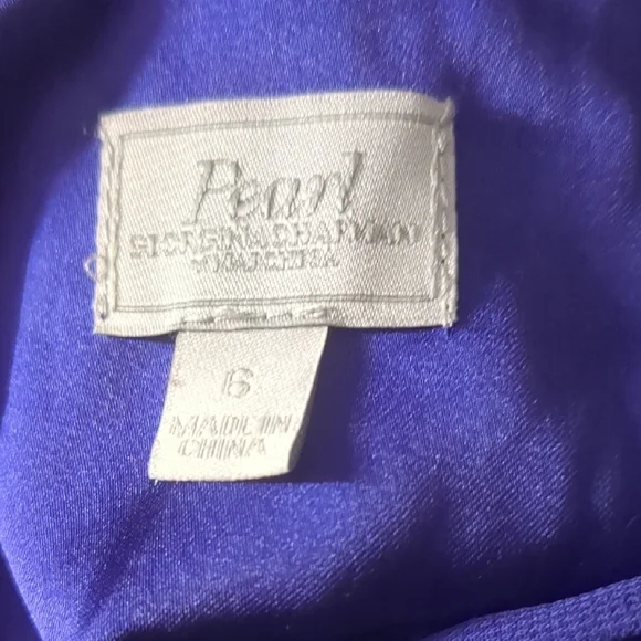 Pearl  Georgina Chapman Royal V-Neck Pleadd Purple Midi Dress Size 6 - Picture 13 of 16
